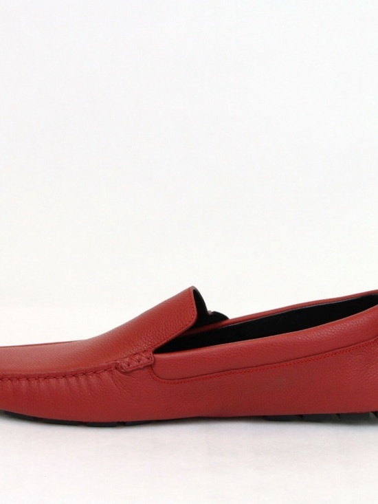 NIB Gucci Men\'s Red Leather Loafer Shoes Web 363835 G 8.5 main image 5